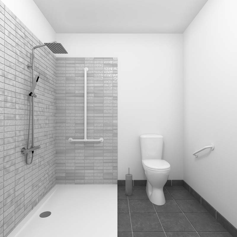 Salle d'eau adaptée Demeures de Louise résidence senior intergénérationnelle